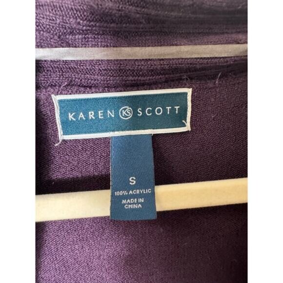 Karen Scott Purple Open Cardigan Sz S - Picture 3 of 3